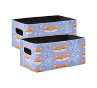 Kcldeci Happy Fox Face 2 Pack Storage Baskets for Organizing,Sturdy Foldable Storage Bins Organizer for Shelves Closet Nursery