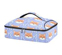 Kcldeci Happy Fox Face Insulated Thermal Food Carrier Insulated Casserole Carrier for Hot or Cold Food, Insulated Tote Bag for Potluck Cookouts Parties Picnic,Lasagna Lugger