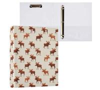 Kcldeci Hardcover 3 Ring Binder,Brown Moose 1.5 Inch Round Rings Binder Organizer 200 Sheets for Office/Home/Back to School 1Pack