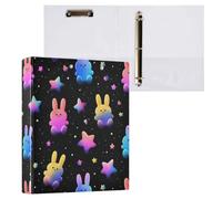 Kcldeci Hardcover 3 Ring Binder,Bunny Star Rabbit 1.5 Inch Round Rings Binder Organizer 200 Sheets for Office/Home/Back to School 2Pack