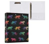 Kcldeci Hardcover 3 Ring Binder,Colorful Rainbow Tiger 1.5 Inch Round Rings Binder Organizer 200 Sheets for Office/Home/Back to School 2Pack