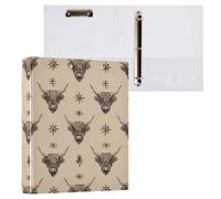 Kcldeci Hardcover 3 Ring Binder,Cow Head and Star 1.5 Inch Round Rings Binder Organizer 200 Sheets for Office/Home/Back to School 1Pack