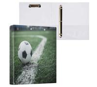 Kcldeci Hardcover 3 Ring Binder for Letter Size Paper,A Soccer Ball on The Grass 1.5 Inch Round Rings, Binder Organizer for School/Office 2Pack
