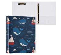 Kcldeci Hardcover 3 Ring Binder for Letter Size Paper,Captain Whale 1.5 Inch Round Rings, Binder Organizer for School/Office 1Pack