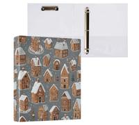 Kcldeci Hardcover 3 Ring Binder for Letter Size Paper,Cartoon Gingerbread Town 1.5 Inch Round Rings, Binder Organizer for School/Office 1Pack