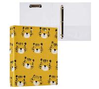 Kcldeci Hardcover 3 Ring Binder for Letter Size Paper,Cartoon Tiger Head 1.5 Inch Round Rings, Binder Organizer for School/Office 2Pack