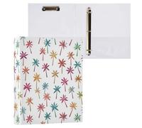 Kcldeci Hardcover 3 Ring Binder for Letter Size Paper,Colorful Palm Tree 1.5 Inch Round Rings, Binder Organizer for School/Office 2Pack