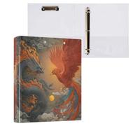 Kcldeci Hardcover 3 Ring Binder for Letter Size Paper,Dragon and A Phoenix 1.5 Inch Round Rings, Binder Organizer for School/Office 2Pack