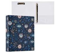 Kcldeci Hardcover 3 Ring Binder for Letter Size Paper,Evil Eye Magic Floral 1.5 Inch Round Rings, Binder Organizer for School/Office 2Pack