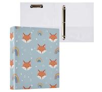 Kcldeci Hardcover 3 Ring Binder for Letter Size Paper,Fox Head and Rainbow 1.5 Inch Round Rings, Binder Organizer for School/Office 2Pack