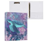 Kcldeci Hardcover 3 Ring Binder for Letter Size Paper,Glowing Blue Sea Turtle 1.5 Inch Round Rings, Binder Organizer for School/Office 2Pack