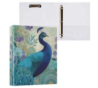 Kcldeci Hardcover 3 Ring Binder for Letter Size Paper,Majestic Peacock 1.5 Inch Round Rings, Binder Organizer for School/Office 1Pack