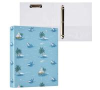 Kcldeci Hardcover 3 Ring Binder for Letter Size Paper,Shark Palm Tree 1.5 Inch Round Rings, Binder Organizer for School/Office 1Pack