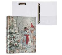 Kcldeci Hardcover 3 Ring Binder for Letter Size Paper,Snowman Cardinal Birds Deer 1.5 Inch Round Rings, Binder Organizer for School/Office 1Pack