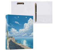 Kcldeci Hardcover 3 Ring Binder for Letter Size Paper,Sunny Day Over The Ocean 1.5 Inch Round Rings, Binder Organizer for School/Office 2Pack