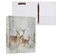 Kcldeci Hardcover 3 Ring Binder for Letter Size Paper,Three Deer in The Snow 1.5 Inch Round Rings, Binder Organizer for School/Office 2Pack