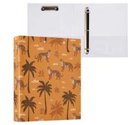 Kcldeci Hardcover 3 Ring Binder for Letter Size Paper,Tiger and Palm Trees 1.5 Inch Round Rings, Binder Organizer for School/Office 2Pack
