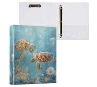 Kcldeci Hardcover 3 Ring Binder for Letter Size Paper,Two Sea Turtle Undersea 1.5 Inch Round Rings, Binder Organizer for School/Office 2Pack