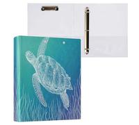 Kcldeci Hardcover 3 Ring Binder for Letter Size Paper,White Line Art Sea Turtle 1.5 Inch Round Rings, Binder Organizer for School/Office 2Pack