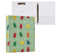 Kcldeci Hardcover 3 Ring Binder,Gummy Bears and Star 1.5 Inch Round Rings Binder Organizer 200 Sheets for Office/Home/Back to School 2Pack
