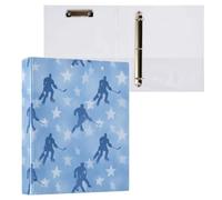 Kcldeci Hardcover 3 Ring Binder,Ice Hockey Player Star 1.5 Inch Round Rings Binder Organizer 200 Sheets for Office/Home/Back to School 2Pack