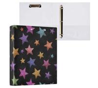 Kcldeci Hardcover 3 Ring Binder,Rainbow Star 1.5 Inch Round Rings Binder Organizer 200 Sheets for Office/Home/Back to School 2Pack