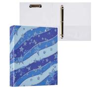 Kcldeci Hardcover 3 Ring Binder,Wavy Blue White Star 1.5 Inch Round Rings Binder Organizer 200 Sheets for Office/Home/Back to School 1Pack