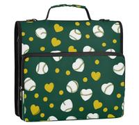 Kcldeci Heart Shaped Baseball 3 Ring 2 Inch Zipper Binder,500 Sheet Organizer Binder Bag with Shoulder Strap Expanding Files for School and Office