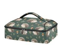 Kcldeci Hedgehogs Mushroom Insulated Thermal Food Carrier Insulated Casserole Carrier for Hot or Cold Food, Insulated Tote Bag for Potluck Cookouts Parties Picnic,Lasagna Lugger