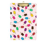 Kcldeci Ice Cream (2) Acrylic Clipboards Standard A4 Letter Size Clip Board for Classroom School and Office Use for Kids Student Teacher Gold 12x9in