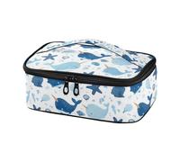 Kcldeci Insulated Lunch Bag for School Kids,Seashells Blue Narwhals Small Reusable Thermal Lunch Box Tote for Boys Girls, Leakproof Cooler Bag for Work Travel Picnic, Fits in Backpack