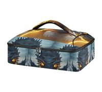 Kcldeci Insulated Thermal Food Carrier Insulated Casserole Carrier for Hot or Cold Food,Ancient Lighting Dragon and Yellow Insulated Tote Bag for Potluck Cookouts Parties Picnic,Lasagna Lugger