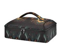 Kcldeci Insulated Thermal Food Carrier Insulated Casserole Carrier for Hot or Cold Food,Black Fire Dragon Insulated Tote Bag for Potluck Cookouts Parties Picnic,Lasagna Lugger