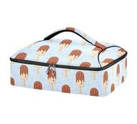 Kcldeci Insulated Thermal Food Carrier Insulated Casserole Carrier for Hot or Cold Food,Chocolate Ice Cream Blue Insulated Tote Bag for Potluck Cookouts Parties Picnic,Lasagna Lugger