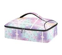 Kcldeci Insulated Thermal Food Carrier Insulated Casserole Carrier for Hot or Cold Food,Clouds Moon Stars Unicorn Rainbow Insulated Tote Bag for Potluck Cookouts Parties Picnic,Lasagna Lugger