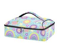 Kcldeci Insulated Thermal Food Carrier Insulated Casserole Carrier for Hot or Cold Food,Colorful Flowers and Rainbows Insulated Tote Bag for Potluck Cookouts Parties Picnic,Lasagna Lugger
