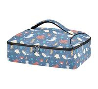 Kcldeci Insulated Thermal Food Carrier Insulated Casserole Carrier for Hot or Cold Food,Crab Whale Octopus Shark Stingray Insulated Tote Bag for Potluck Cookouts Parties Picnic,Lasagna Lugger