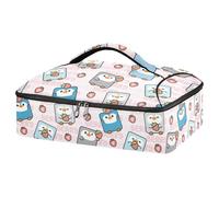 Kcldeci Insulated Thermal Food Carrier Insulated Casserole Carrier for Hot or Cold Food,Cute Penguin in Square Shape with Strawberry Insulated Tote Bag for Potluck Cookouts Parties Picnic,Lasagna Lugg