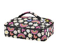 Kcldeci Insulated Thermal Food Carrier Insulated Casserole Carrier for Hot or Cold Food,Daisy Flower Rainbow and Butterfly Insulated Tote Bag for Potluck Cookouts Parties Picnic,Lasagna Lugger