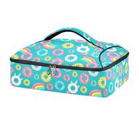 Kcldeci Insulated Thermal Food Carrier Insulated Casserole Carrier for Hot or Cold Food,Donut Unicorn Rainbow Tail Insulated Tote Bag for Potluck Cookouts Parties Picnic,Lasagna Lugger