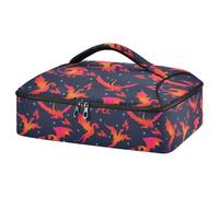 Kcldeci Insulated Thermal Food Carrier Insulated Casserole Carrier for Hot or Cold Food,Fire Dragon Design Insulated Tote Bag for Potluck Cookouts Parties Picnic,Lasagna Lugger