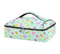 Kcldeci Insulated Thermal Food Carrier Insulated Casserole Carrier for Hot or Cold Food,Flamingo Tropical Fruit Insulated Tote Bag for Potluck Cookouts Parties Picnic,Lasagna Lugger