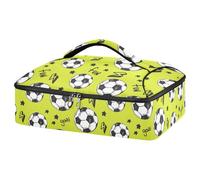 Kcldeci Insulated Thermal Food Carrier Insulated Casserole Carrier for Hot or Cold Food,Football Pattern Insulated Tote Bag for Potluck Cookouts Parties Picnic,Lasagna Lugger