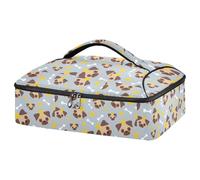 Kcldeci Insulated Thermal Food Carrier Insulated Casserole Carrier for Hot or Cold Food,Gray Pugs Bones Insulated Tote Bag for Potluck Cookouts Parties Picnic,Lasagna Lugger