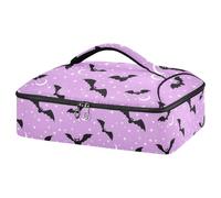 Kcldeci Insulated Thermal Food Carrier Insulated Casserole Carrier for Hot or Cold Food,Halloween Bats Moons Skulls Insulated Tote Bag for Potluck Cookouts Parties Picnic,Lasagna Lugger