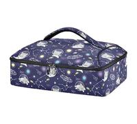 Kcldeci Insulated Thermal Food Carrier Insulated Casserole Carrier for Hot or Cold Food,Kawaii Cute Cat Astronaut Insulated Tote Bag for Potluck Cookouts Parties Picnic,Lasagna Lugger