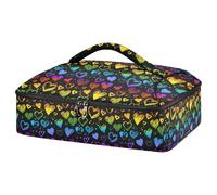 Kcldeci Insulated Thermal Food Carrier Insulated Casserole Carrier for Hot or Cold Food,Neon Grunge Hearts Flag Color Insulated Tote Bag for Potluck Cookouts Parties Picnic,Lasagna Lugger