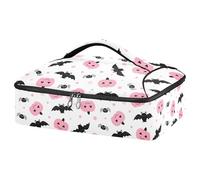 Kcldeci Insulated Thermal Food Carrier Insulated Casserole Carrier for Hot or Cold Food,Pink Pumpkin Cute Bat Halloween Insulated Tote Bag for Potluck Cookouts Parties Picnic,Lasagna Lugger