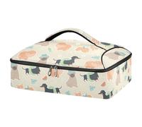 Kcldeci Insulated Thermal Food Carrier Insulated Casserole Carrier for Hot or Cold Food,Pug and Corgi on Summer Insulated Tote Bag for Potluck Cookouts Parties Picnic,Lasagna Lugger