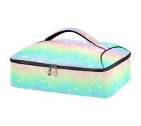 Kcldeci Insulated Thermal Food Carrier Insulated Casserole Carrier for Hot or Cold Food,Rainbow Fantasy Hearts and Stars Insulated Tote Bag for Potluck Cookouts Parties Picnic,Lasagna Lugger